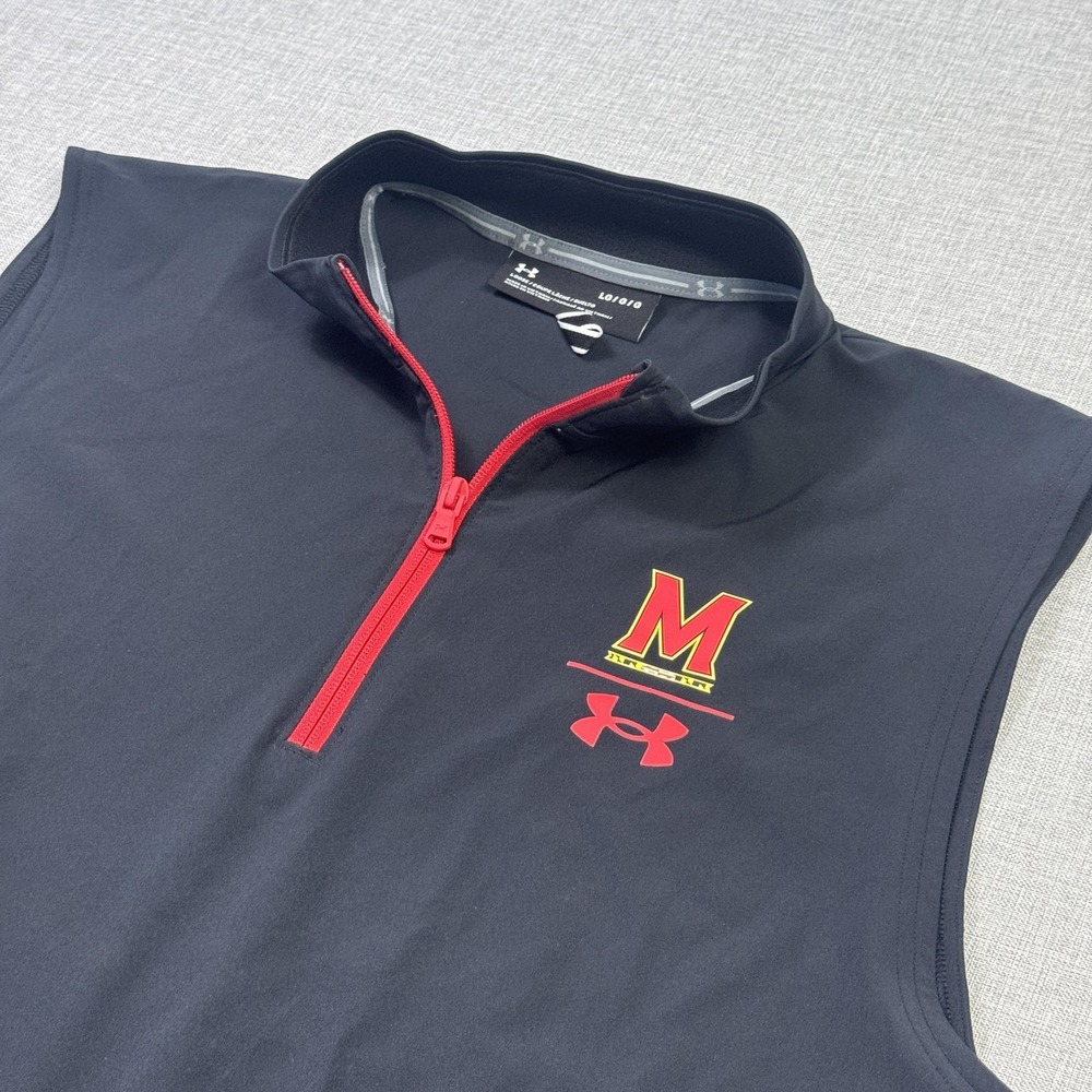 Under Armour Maryland Terrapins 1/4 Zip Jacket Vest Mens Large Black NCAA